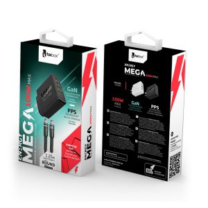 CARGADOR DE PARED GAN FOXBOX MEGA 100W